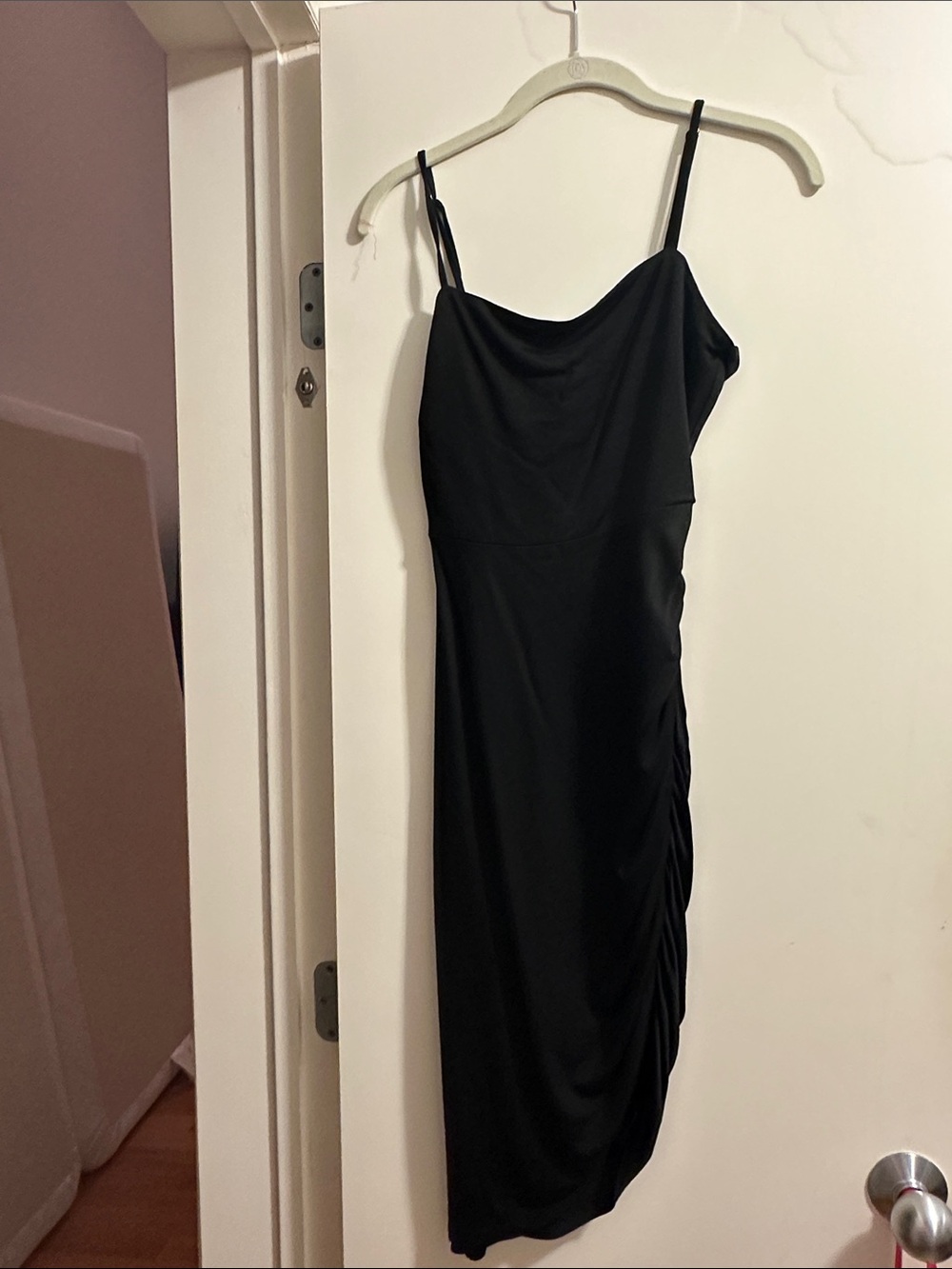 Forever 21 Black Cowl Neck Midi Dress with Side Ruching
